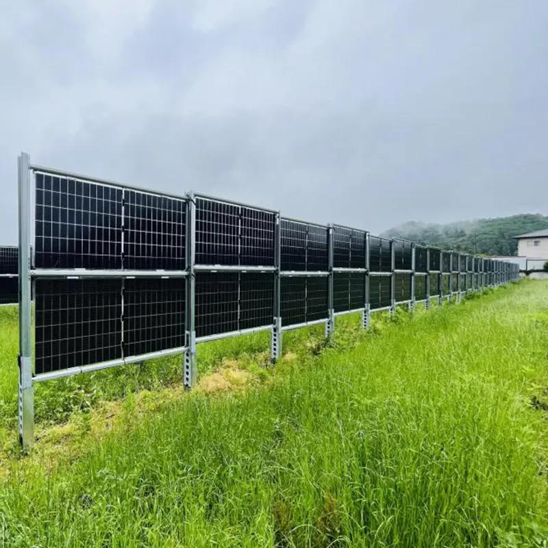 Commercial Use Bifacial Solar Panel Fence Vertical Solar Ground Mounting Structure PV Fence for Farmland