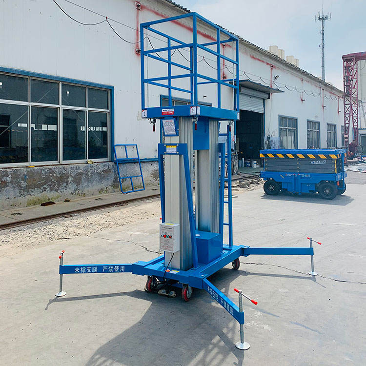 Electric 6m 8m 10m 12m 14m 200kg 250kg Aluminum Alloy Mast Working Platform With Remote Controller